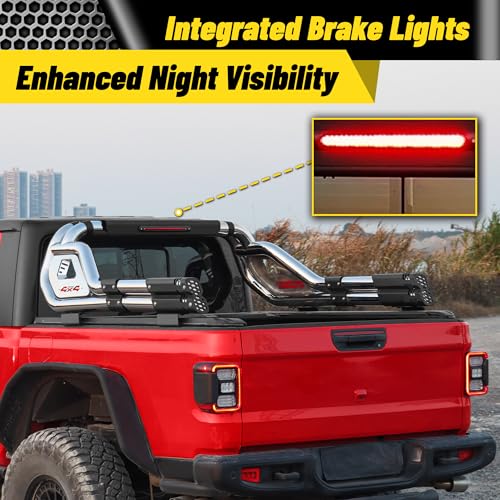Image of MONOKING Full Size Stainless Steel Roll Bar for Truck with Brake Light, Sports Bar for 2007-2026 F-150 F-250 F-350 Raptor Ranger Dodge Dakota Colorado Silverado Sierra Frontier