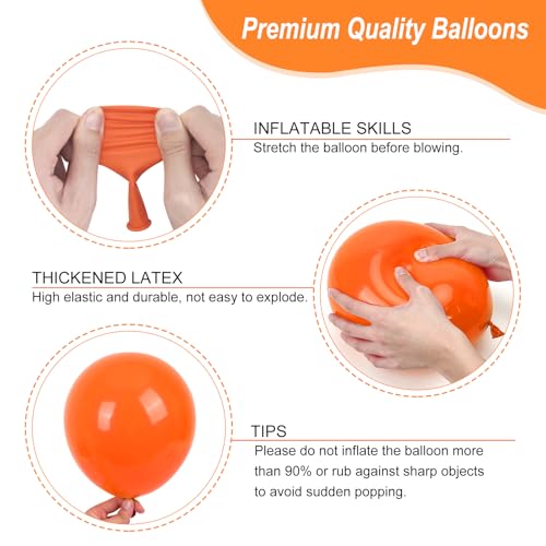 Image of RUBFAC 135pcs Orange Balloons Different Sizes 18 12 10 5 Inches, Burnt Orange Fall Balloon Arch Kit Garland for Halloween Party Thanksgiving Baby Shower Birthday Decoration