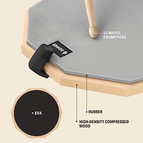 Donner Drum Practice Pad with Snare Drum Stand Kit, Including double-Sided 12 Inch Drum Pad, Drumsticks, Adjustable Stand Fits 10''-14'' Dia Drums