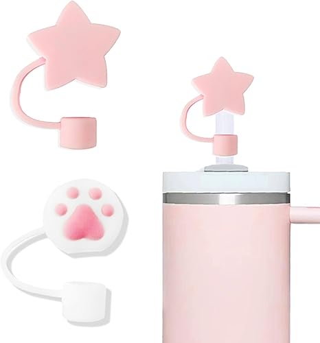 2 fundas de popote compatibles con vasos Stanley de 4030 onzas, protectores reutilizables de silicona para popotes de 0.4 pulgadas0.394 in