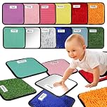 MOTGOM 12 Labeled Sensory Mats - Textured Sensory Tiles, Sensory Wall Sensory Toys for Autistic Children Kids Baby Toddler Multi Sensory Exploration, Tactile Play, Fidgeting Activity