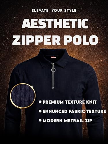 Image of fanideaz Premium Brand Zipper T Shirts for Men Elegant Collar Styles Trendy Polo Fashion Range for Casual Wear Party Textured Fabric Comfortable Fit Stylish Modern Outfit