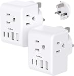 2 Pack European Travel Plug Adapter, International Plug Adapter with 3 Canada Outlets 4 USB Ports (2 USB C Port), Type C Power Adapter for The US to Most of Europe Iceland Spain Italy France Germany