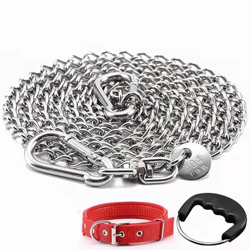 犬用リード ステンレススチール製 高い耐摩耗性と耐引裂性 首輪とハンドル付き 小型犬 中型犬 大型犬に適しています ペット用品 散歩やトレーニング 犬のしつけに 太さ3.5mm 1.5m