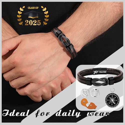 Inspirational Gifts for Men Morse Code Bracelets Mens Bracelets Graduation Gifts for Him Fathers Day Adjustable Leather Bracelet Motivational Birthday Annivesary Jewelry Stocking Stuffers for Men