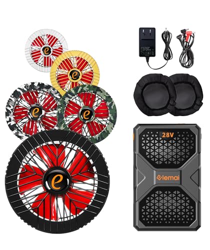 ファンバッテリーセット【2024年新モデル 28V高出力 30000mAh大容量】 暴風ファン コンパクト 軽量 大画面LED液晶ディスプレイ搭載 4段階風量調節 多種カラー選べる 防塵カバー付属 バッテリー簡易防水·防塵 熱中症対策（ブラックファンx赤羽根）