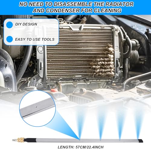 4stk Auto-Kühlerreinigungsset, 57cm Hochdruckreiniger-Satz mit Umschaltventil Drehkupplung und Schnellkupplung für Die Effiziente Reinigung von Kühler und Dachrinne