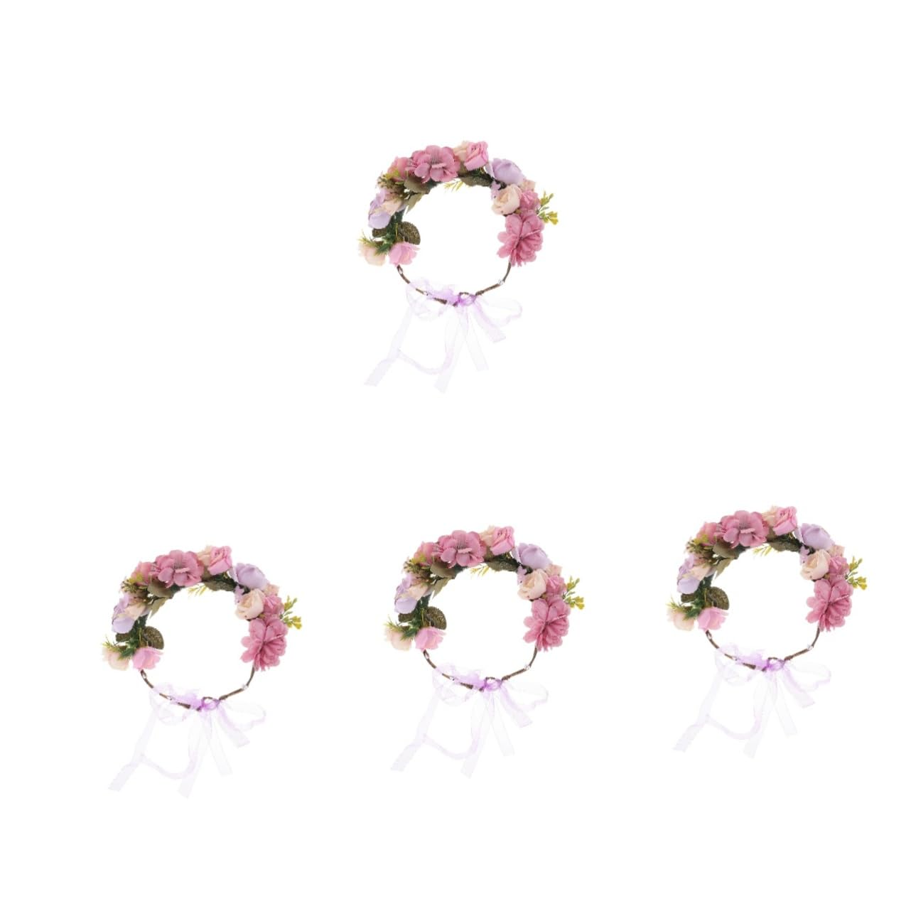 FRCOLOR 4 Stück Braut Blumenstirnband verstellbares Blumenstirnband hochzeit kopfschmuck wedding hair accessories brauthaatschmuck Kopfbedeckung mit Blumenkrone Hochzeitsblumen-Stirnband
