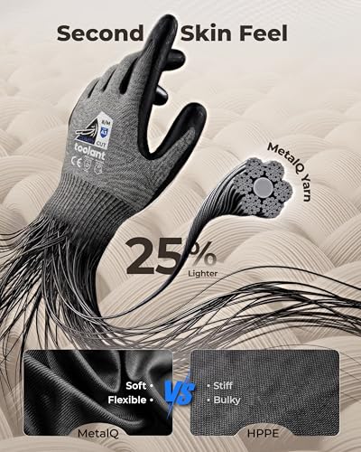 Image of toolant ComfyCut A3 Cut Resistant Work Gloves, ANSI & EN388 Certified Protection with Superior Comfort, Fiberglass-Free, Touchscreen & Flexible Grip, for Fishing, Gardening, DIY, Assembly, XX-Large