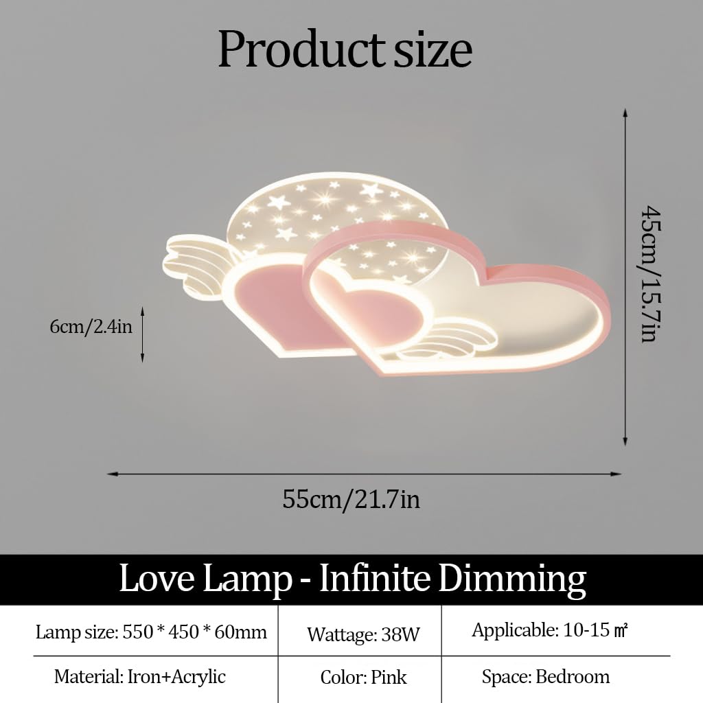 Plafonnier LED pour chambre d'enfant 38 W avec télécommande intensité variable bleu et rose