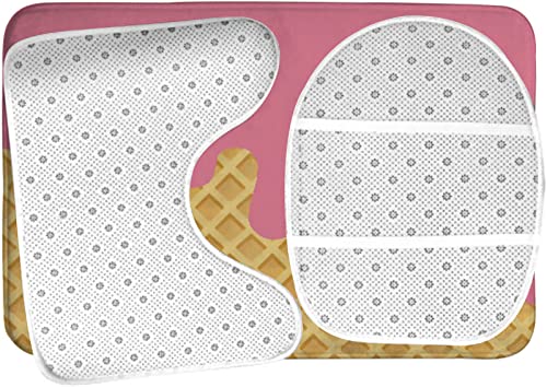 3-teiliges Badteppich-Set, Eistütenbrett, waschbare Badteppiche, rutschfest, mit Rückenpolster, Konturteppich und Toilettendeckelbezug – Bild 6