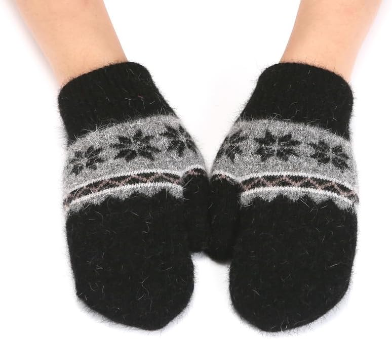 Kids-Winter-Knit-Mittens Boys-Girls Outdoor-Warm-Soft Snowflakes-Gloves Stretchy for 5-10Years Kids - Image 5
