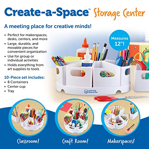 Learning Resources Create-A-Space Storage Center, 10 Piece Set - Desk Organizer For Kids, Art Organizer For Kids, Crayon Organizer, Homeschool Organizers And Storage #TOP5