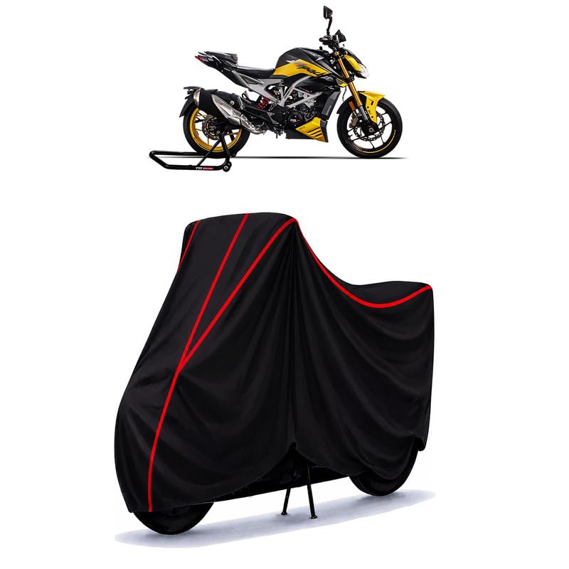 Image of TVS Apache RTR 310 Water Resistant Bike Cover for All Motorcycles & Rain | Heavy Duty Taffeta Fabric | UV Protection, Dustproof, Scratchproof | All Weather Two Wheeler Body Cover with Elastic Bottom