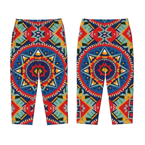 Pajama Pants Pajama Bottoms with Elastic Waistband Sleepwear Lounge PantsColorful Geometric Flowers3