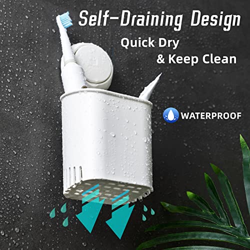 Leverloc Toothbrush Holder Suction Cup Wall Mounted Drill-Free For Bathroom Shower Electric Toothbrush Toothpaste Razor Holder Removable Waterproof Sturdy Self Draining, Tableware Holder For Kitchen #TOP2