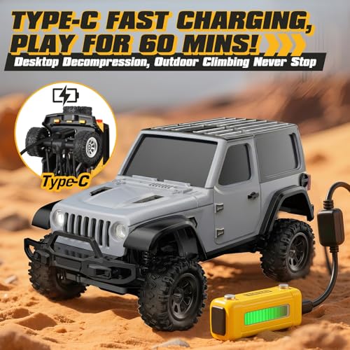 Image of [4WD Edition 1 /36 Scale Mini RC Crawler Car, Toys for Age 8-14 Old Birthday Gifts, Micro RC Truck 4x4 Small Cars with Off Road Full Proportional RTR 2.4GHz Remote - Gray