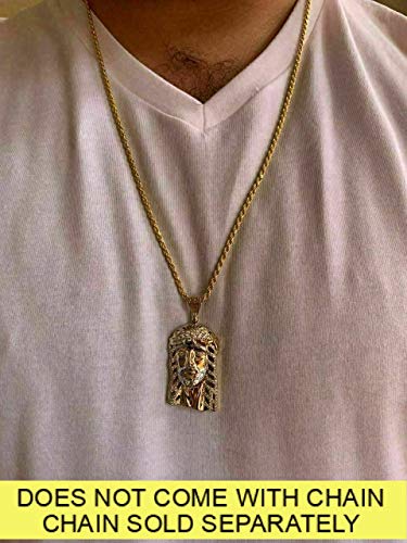 Harlembling Solid 925 Sterling Silver - 14K Gold Plated - Real Men's Iced Jesus Piece - Great For Any Necklace #TOP3