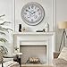 CLXEAST 18 Inch Illuminated Outdoor Clock with AI Smart Sensor, Large Farmhouse Wall Clock with Temperature & Humidity,Weathered White Finish,Unique House Warming Gifts