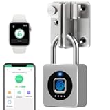 eLinkSmart Gym Locker Padlock - Fingerprint Mobile APP Unlock Remote Unlock: Waterproof Keyless Biometric Padlock for Gym Locker Field Box Footlocker Tool Box Gun Case Type-C Silver