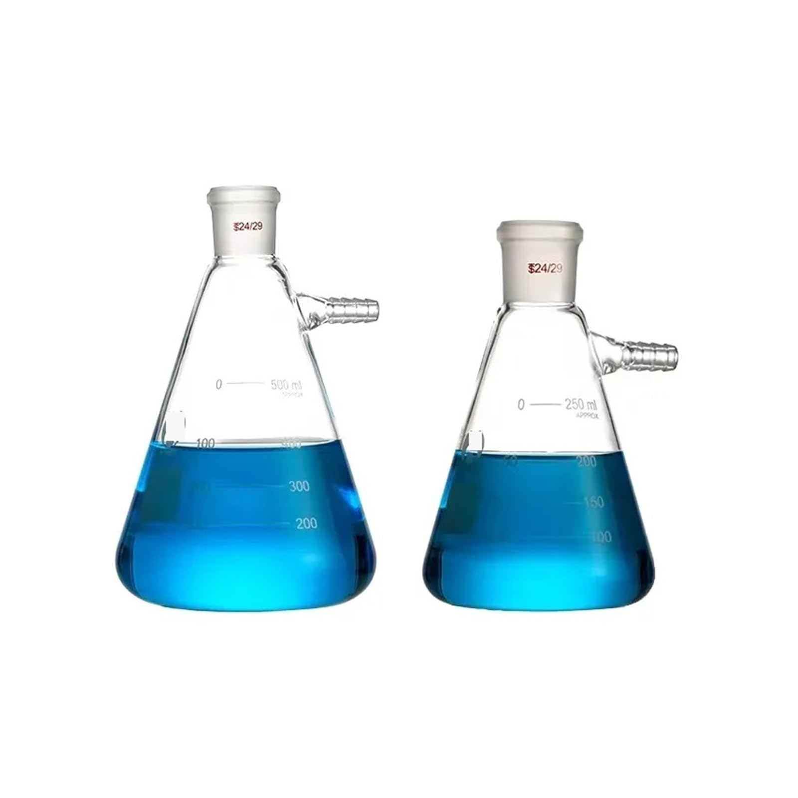 Frasco de succión de filtración de boca de molienda de vidrio al vacío de 25ml a 2000ml botella de filtro de laboratorio con boquilla superior(100ml/24)
