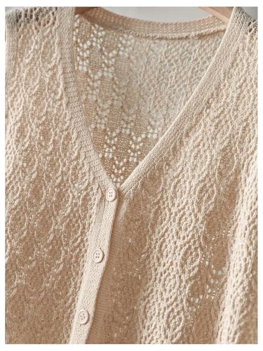 SHENHE Women's Plus Size Hollow Out Knitted Sweater Vest Button Up Sleeveless Crochet Vest Cardigan3