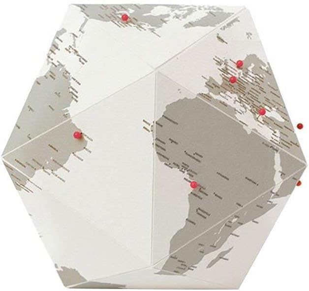Here Foldable Personal Globe by Cities~Medium~3 Dimensional Quality Graphic Paper Globe~Pin your Personal Travel Journey!