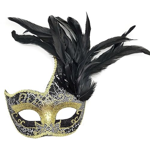 XINCHIA Masquerade Feather Mask for Women Venetian Costume Eye Mask Fancy Dress Eyewear Halloween Cosplay Party Makeup Prop Costume Accessory for Animal Party Easter Carnival Cosplay Party
