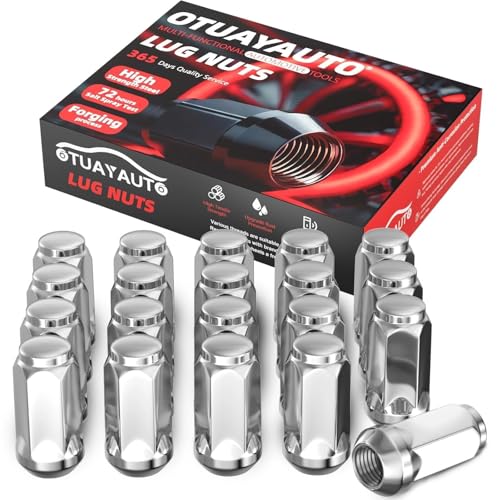Image of OTUAYAUTO M14x1.5 Lug Nuts - Replacement for 1999-2025 Chevy Silverado 1500, 2009-2025 Traverse, 2015-2025 Colorado, 1988-2025 GMC Sierra 1500, 2006-2025 Acadia, 24PCS Chrome Closed End Lug Nuts Set