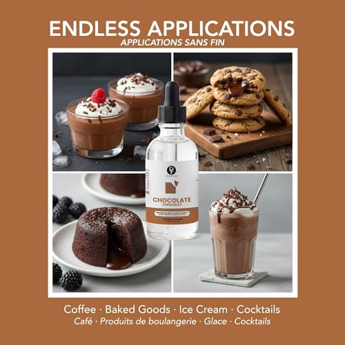 Image of Dolce Flav Natural Chocolate Extract - Kosher & Sugar-Free - Rich & Decadent Cocoa Flavoring for Baking, Coffee, Protein Shakes, Ice Cream, Desserts & More - Highly Concentrated - 2 oz