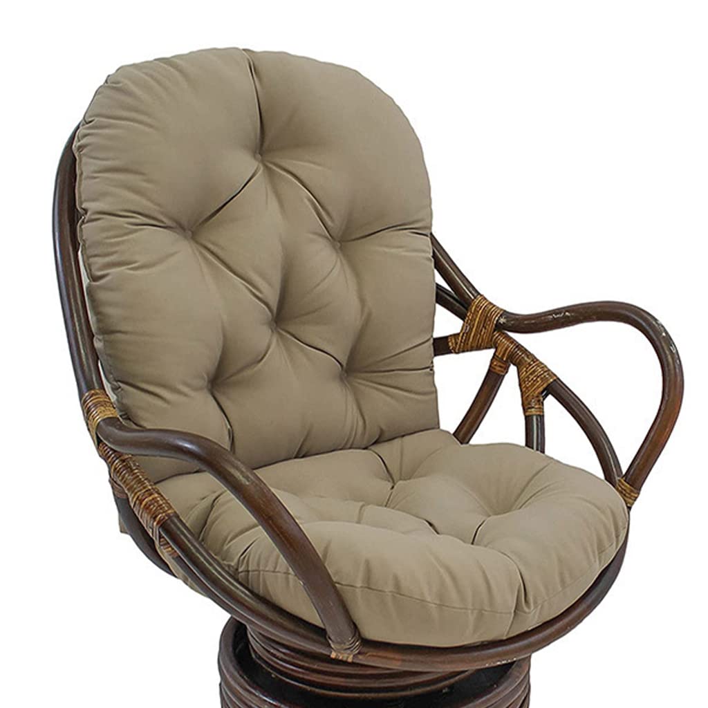 AMZCOM Solid Swivel Rocker Chair Cushion, Rocker Cushions Replacement Outdoor/Indoor, Soft Thicken Washable Solid Twill Swivel Rocker Chair Seat Cushion Pads for Patio Outdoor Egg Chair Cushion,Khaki