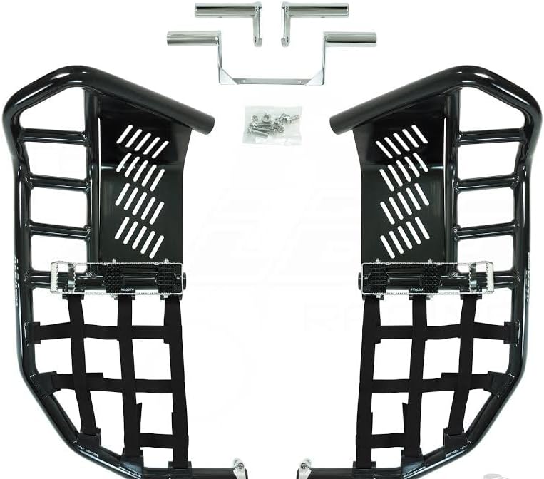 Compatible withYamaha Banshee YFZ 350 (1987-2006) Propeg Nerf Bars Black with Black Net Alba Racing (More Net Color Choices Available)
