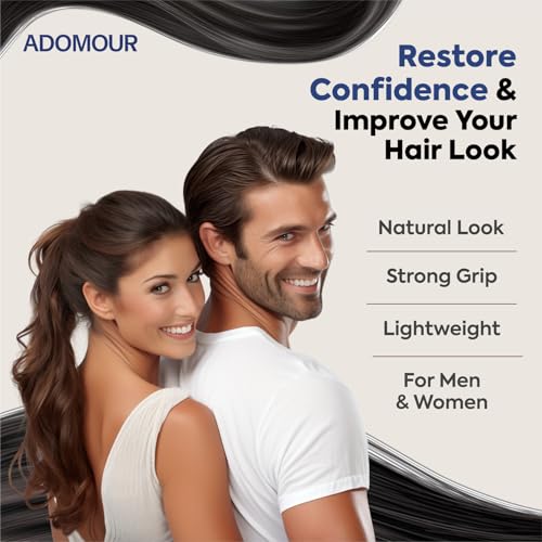 Image of ADOMOUR Hair Building Fiber Refill Pack 25g (Dark Brown) | Keratin Hair Fibers Refill Bag for Men & Women | Hair Styling Accessory for Thin Hair Appearance | Natural Look