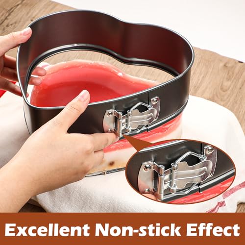 webake Heart Shaped Cake Tin with Loose Base 9 Inch 23cm Heart Springform Cake Tins Carbon Steel Cheesecake Tin Baking Pan - Image 4