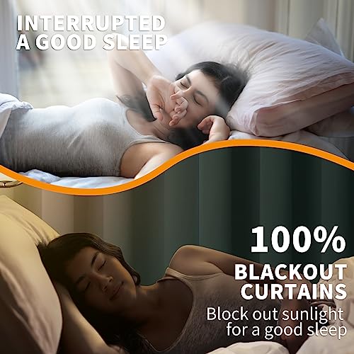 Image of YoungsTex Sage Green 100% Blackout Curtains for Bedroom 63 Inch Length, Double Layer Full Room Darkening Thermal Insulated Black Out Drapes for Living Room Privacy, 2 Panels, 42 X 63 Inch