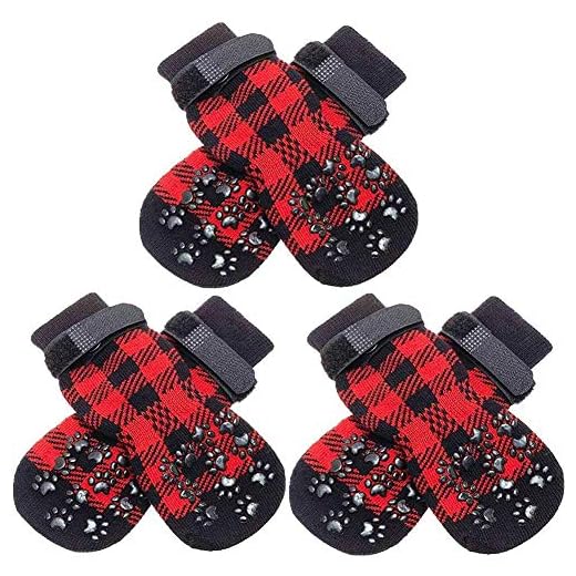 SCENEREAL Dog Socks Anti Slip with Straps Traction Control 3 Pairs Set - Plaid Paw Protector for Floor Indoor, Non-Skid Design for Small Medium Dogs Cats Puppy