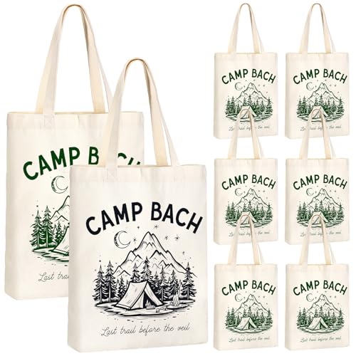 Aliceset 8 Pcs Love on The Lake Bachelorette Party Decor Bridesmaid Tote Bags Canvas for Bachelorette Gift Bags Bridal Shower(Black Army Green Army Green Camp Bach)