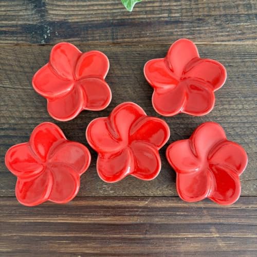 ジェンガラケラミック 箸置き フランジパニ レッド 5個セット Jenggalaのサムネイル