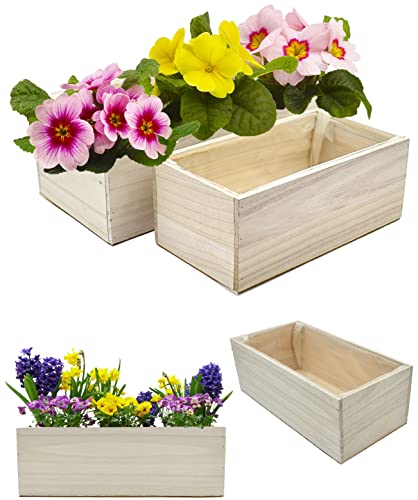 Stephans Möbelbörse 2er Set Pflanzkästen Holz Blumenkasten Balkonkasten Blumenkübel Pflanzkasten rechteckig Natur