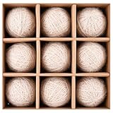 Beige Christmas Ornaments for Tree Decorations - Large 3.15 inch Crochet Christmas Balls for Winter Holiday - Rustic Shatterproof Xmas Bulbs Bulk for Festive Decor - 80mm Pack of 9