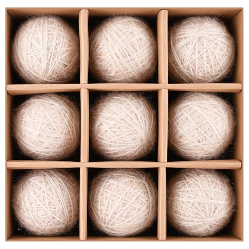Beige Christmas Ornaments for Tree Decorations - Large 3.15 inch Crochet Christmas Balls for Winter Holiday - Rustic Shatterproof Xmas Bulbs Bulk for Festive Decor - 80mm Pack of 9