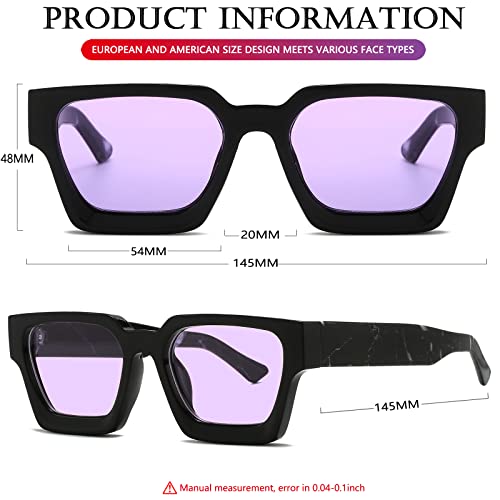 Image of AIEYEZO Square Sunglasses for Women Men Square Thick Frame Sun Glasses Simple Designer Style Shades