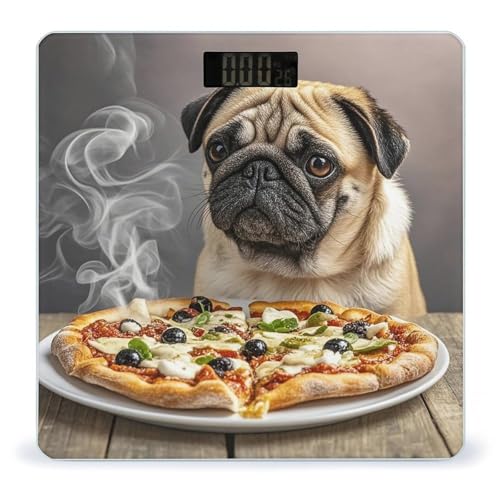 Báscula Digital de Baño Pug Pizza con Pantalla Grande miniatura 1
