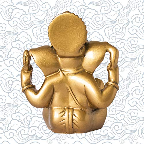 Estatua de Lord Ganesha India 4.5 pulgadas Dorado miniatura 4