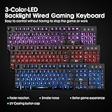 Rii RK108 Gaming Keyboard and Mouse Set,Wired LED Light Up Keyboard Mouse with 3 Colors Backlit (Red/Purple/Blue),Compatible with PC,Laptop,Windows,Gamer,Xbox one,PS4,PS5-UK Layout - Image 3