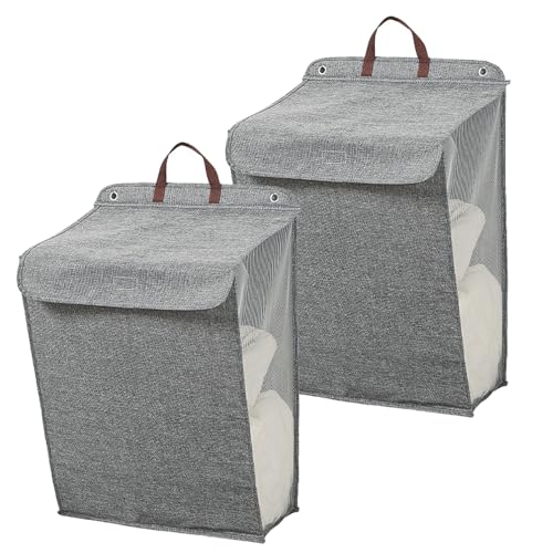 Focenat 2pz Cesto para Ropa Sucia para colgar en la pared, Cesto Ropa Sucia Cesta con Tapa, Bolsas Cestos para la Colada, Bolsa Ropa Sucia Plegable, Cesta Ropa Sucia, Laundry Basket para Baño