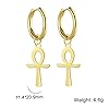 Egyptian Ankh Cross Pendant Earrings Stainless Steel Dangle Hoop Earrings Key of Life Amulet Classic Cross Jewelry for Women Men (gold) #4