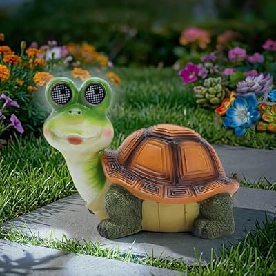 Riletese Solar Turtle Garden Outdoor Decor Statue, Resin Tortoise Figurine with LED Lights, Unique Mother's Day Birthday Gifts for Women Mom Grandma, Patio Yard Lawn Ornament