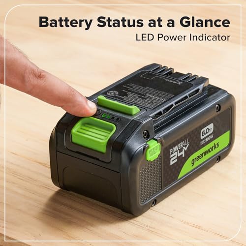 Image of Greenworks 24V 6.0Ah PowerAll Lithium-Ion High-Power Battery (Genuine Battery / 150+ Compatible Tools) with 100-Watt Bi-Directional USB-C Charger for iPhone 16, iPad, Galaxy, Pixel and More