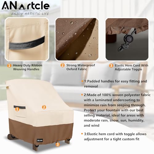 Image of ANartcle Patio Adirondack Chair Cover 2 Pack,600D Waterproof Heavy Duty Outdoor Chair Covers,Adirondack Chair Covers(30W x 34D x 36H inches),Patio Furniture Covers,Beige&Brown